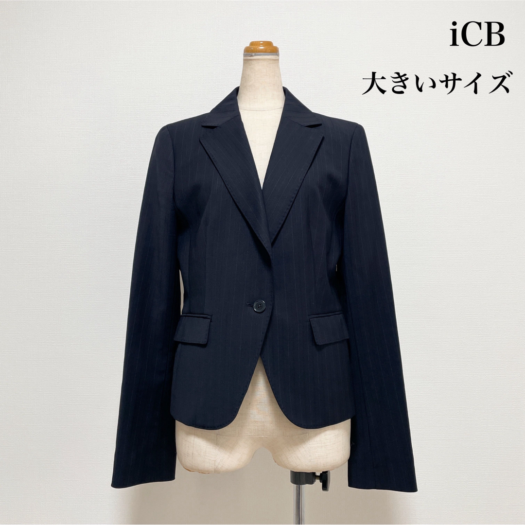 ICB(アイシービー)のiCB アイシービー ジャケット 黒 大きいサイズ 仕事 セレモニー 入学 卒業 レディースのジャケット/アウター(テーラードジャケット)の商品写真