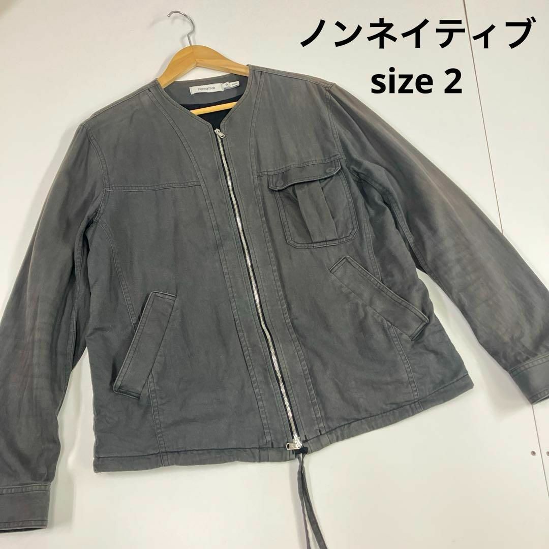 nonnative(ノンネイティブ)のノンネイティブ　ライダースジャケット　鬼フェード　古着　グレー　サイズ2 メンズのジャケット/アウター(ライダースジャケット)の商品写真