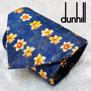 Dunhill - 【極美品】 ダンヒル シルク ネクタイ イタリア製 花柄 スカイブルー