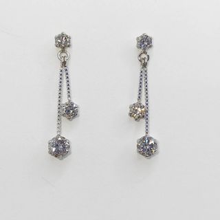 天然ダイヤモンド　ピアス　揺れる　0.50 0.25 ct PT900 刻印入(ピアス)