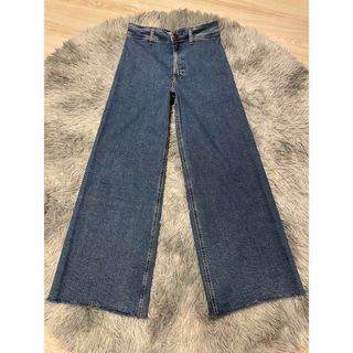 ザラ(ZARA)のZARA　ザラ　レディース　ハイウエスト　ワイドデニムパンツ　38　美品(デニム/ジーンズ)