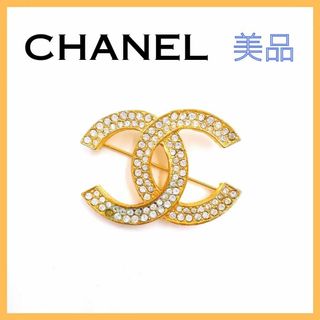 シャネル(CHANEL)のシャネル ココマーク ラインストーン ブローチ レディース ゴールド パール 金(ブローチ/コサージュ)