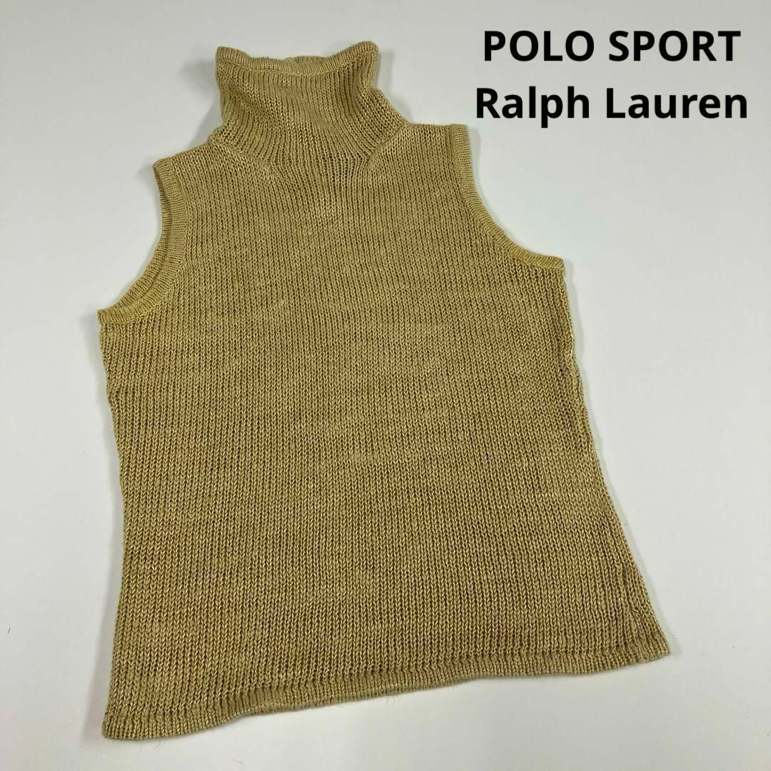 Ralph Lauren(ラルフローレン)のPOLO SPORT ノースリーブ　タンクトップ　ハイネック　リネン　古着 レディースのトップス(タンクトップ)の商品写真