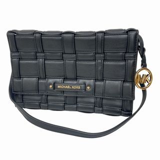 マイケルコース(Michael Kors)のマイケルコース ショルダーバッグ クラッチ 2way エコレザー 編み込み 黒(ショルダーバッグ)