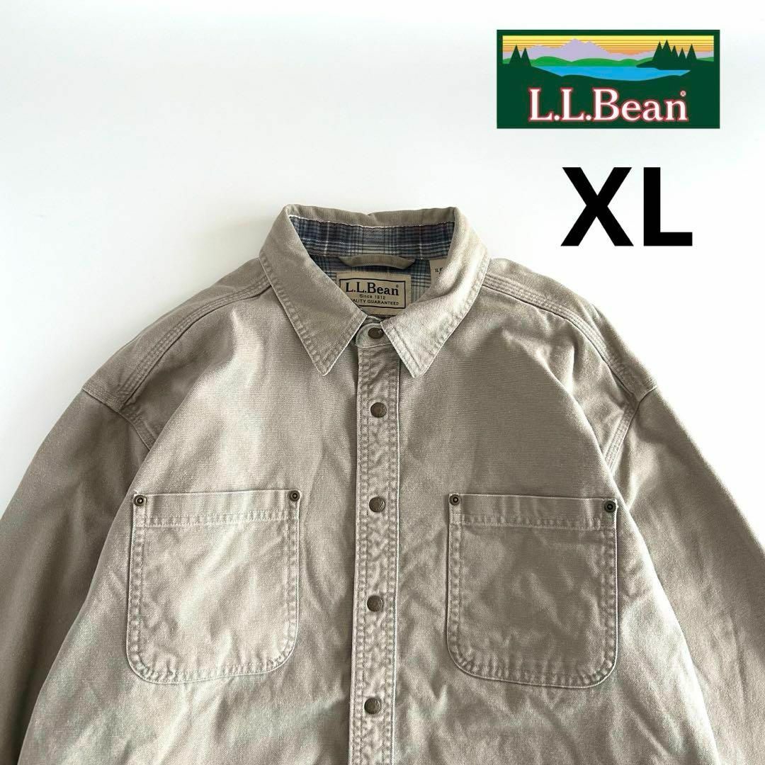 L.L.Bean - LLBEAN 90s カナダ製 ダック地 シャツ XL ジャケット ネル