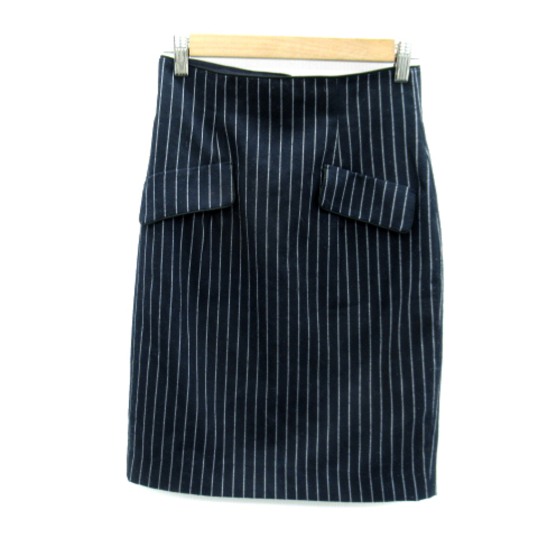 Apuweiser-riche(アプワイザーリッシェ)のアプワイザーリッシェ タイトスカート ひざ丈 ストライプ柄 スリット 1 紺 白 レディースのスカート(ひざ丈スカート)の商品写真