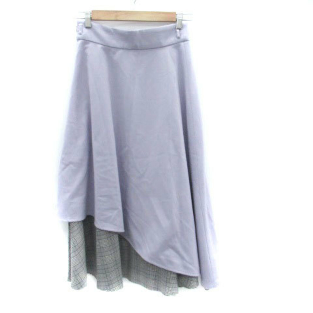 MERCURYDUO(マーキュリーデュオ)のマーキュリーデュオ フレアスカート ロング チェック柄 M 紫 パープル グレー レディースのスカート(ロングスカート)の商品写真