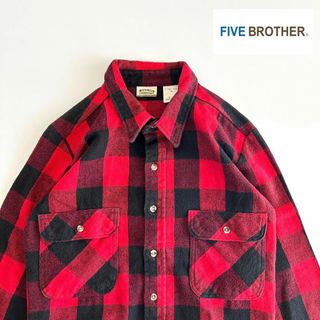 ファイブブラザー(FIVE BROTHER)のfive brother 赤黒 ブロックチェック ヘビーネルシャツ 長袖 90s(シャツ)