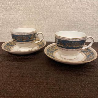 ウェッジウッド(WEDGWOOD)のウェッジウッド　コロンビア　ブルー&ゴールド　リー　カップ&ソーサー(グラス/カップ)