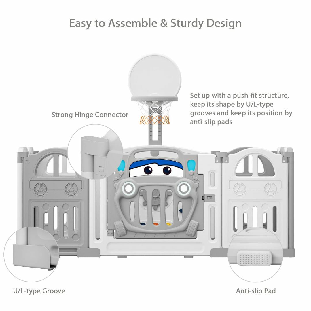 【色: グレー】UBRAVOO ベビーサークル キッズランド おもちゃパネル 折 キッズ/ベビー/マタニティの寝具/家具(その他)の商品写真