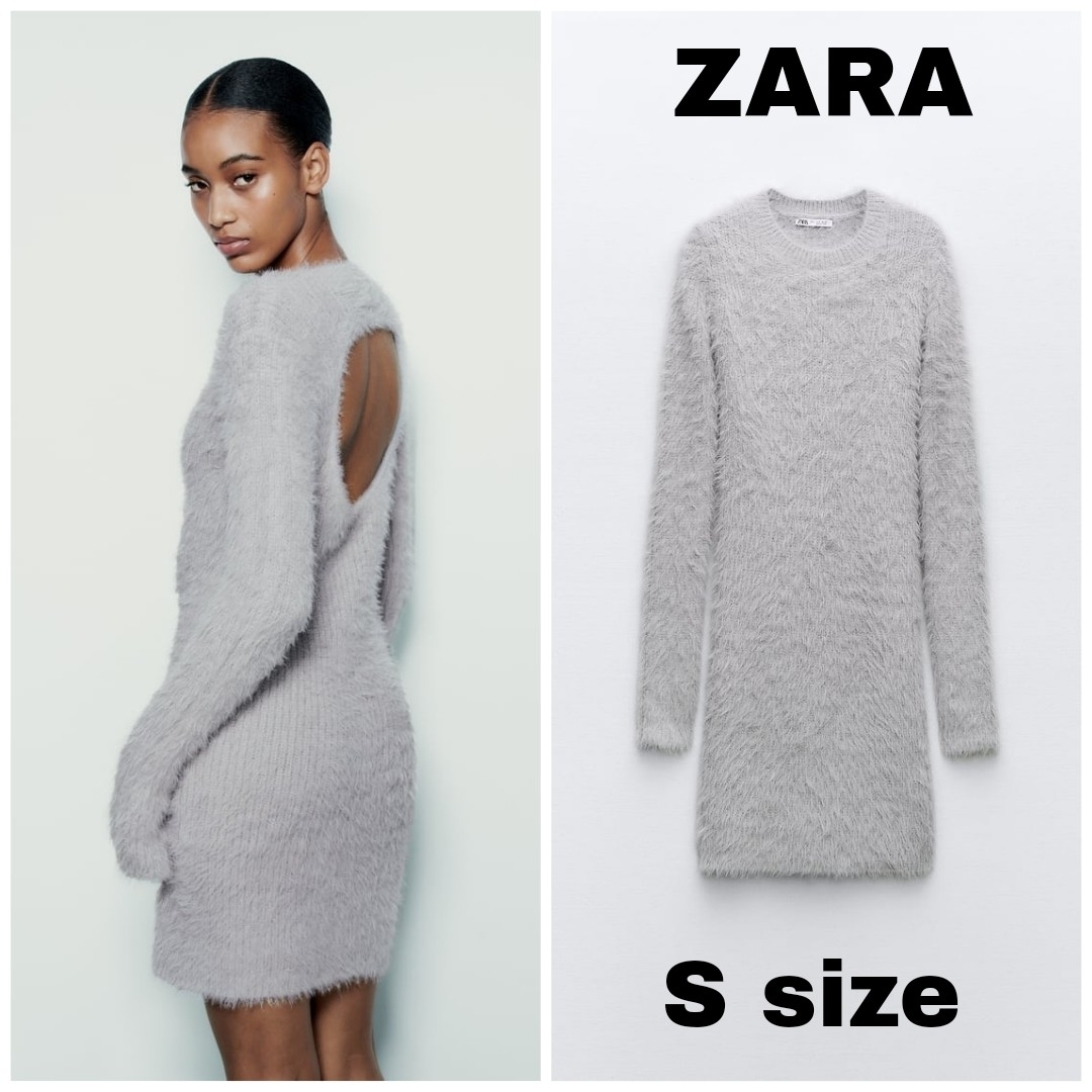 ZARA(ザラ)のZARA　フェイクファーワンピース　Sサイズ　ライトリラ レディースのワンピース(ミニワンピース)の商品写真