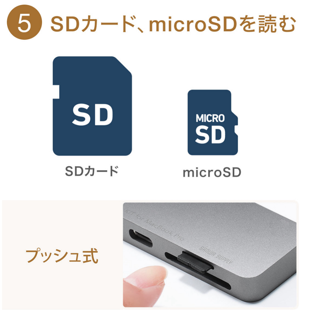 サンワサプライ MacBook Pro 専用USB Type-Cハブ 400-A スマホ/家電/カメラのPC/タブレット(PC周辺機器)の商品写真