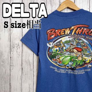 デルタ(DELTA)のDELTA デルタ バックプリント 車 イラスト Tシャツ 青 半袖 海外古着(Tシャツ/カットソー(半袖/袖なし))