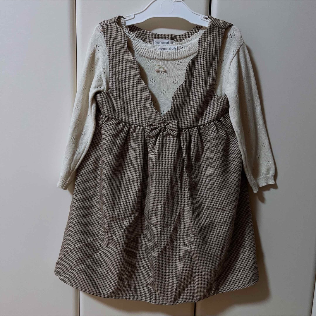 バースデイ(バースデイ)のママラク　ワンピースセット　100 キッズ/ベビー/マタニティのキッズ服女の子用(90cm~)(Tシャツ/カットソー)の商品写真