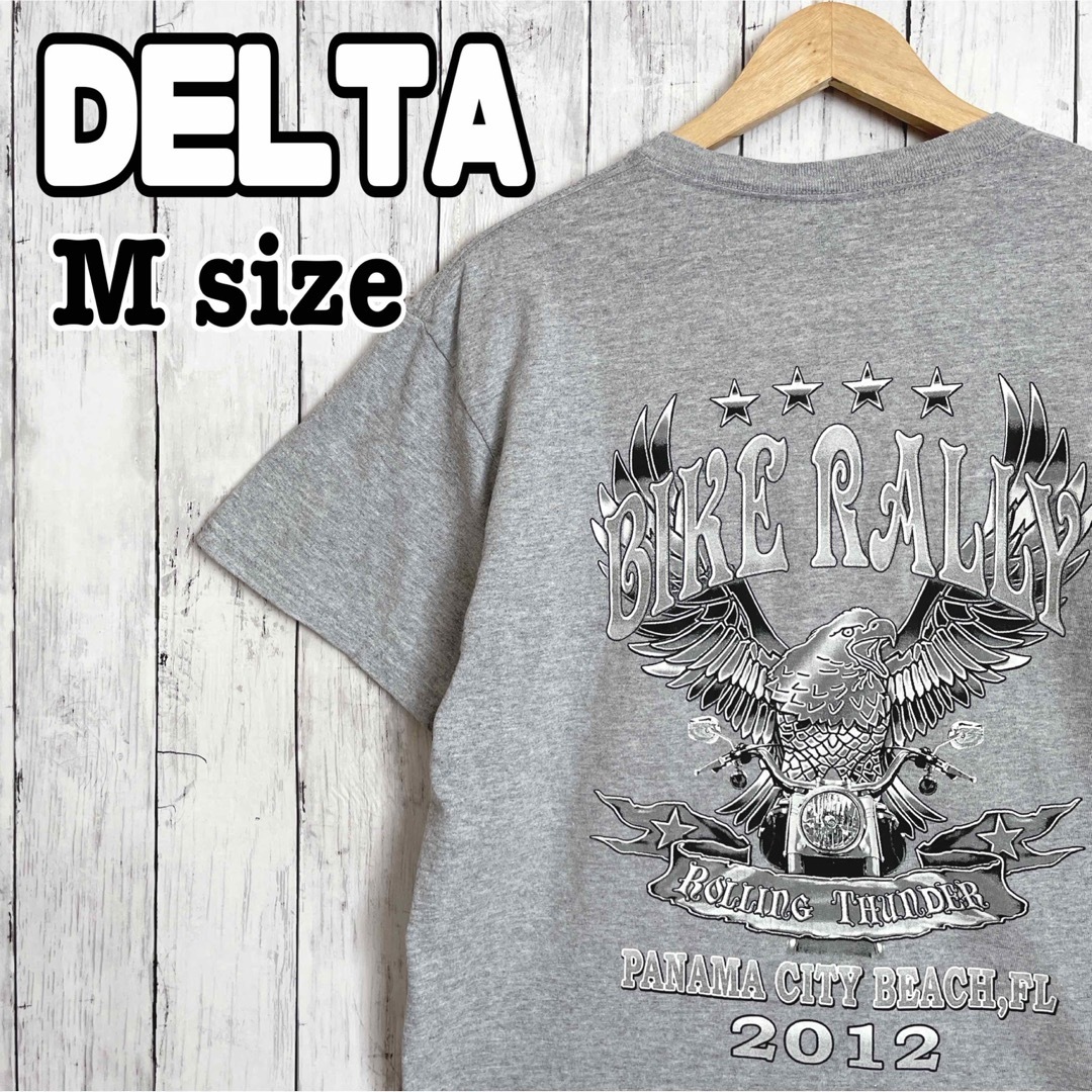 DELTA(デルタ)のDELTA デルタ バイク 鷹 イーグル バックプリント Tシャツ グレー 古着 メンズのトップス(Tシャツ/カットソー(半袖/袖なし))の商品写真