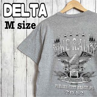 デルタ(DELTA)のDELTA デルタ バイク 鷹 イーグル バックプリント Tシャツ グレー 古着(Tシャツ/カットソー(半袖/袖なし))