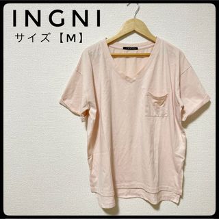 イング(INGNI)のINGNI Vネック　ワイド　Tシャツ　トップス　胸ポケット　M　ピンク　半袖(Tシャツ/カットソー(半袖/袖なし))