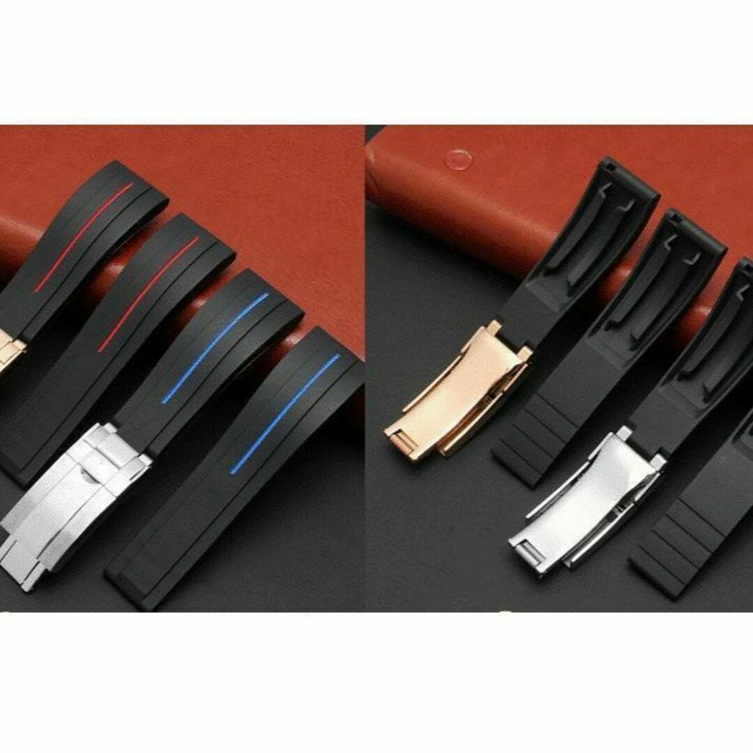 ラバーベルト 腕時計用 黒 ピンクバックル 20㎜ オイフレ ロレックス 互換 メンズの時計(ラバーベルト)の商品写真
