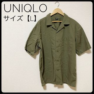 ユニクロ(UNIQLO)のUNIQLO　オープンカラーシャツ（半袖）　胸ポケット　羽織　メンズ　L(シャツ)