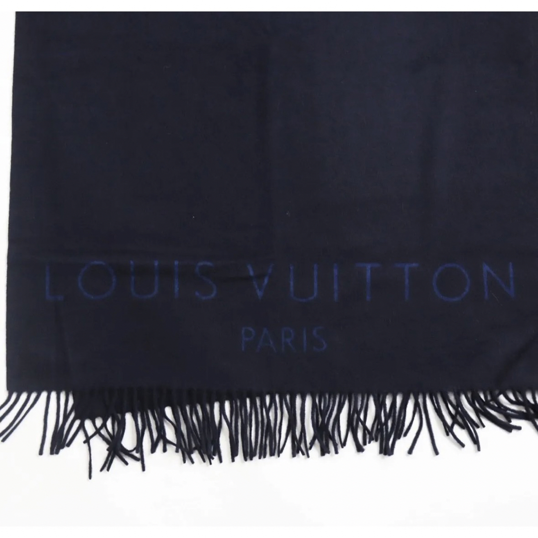 LOUIS VUITTON(ルイヴィトン)のLOUIS VUITTON ヴィトン カシミヤ 大判ストールマフラー ネイビー レディースのファッション小物(ストール/パシュミナ)の商品写真