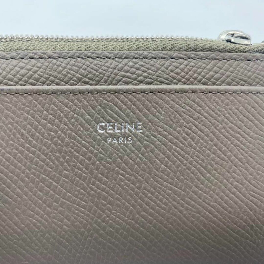 celine(セリーヌ)のセリーヌ ジップ付き カードホルダー　コンパクトウォレット　グレー シルバー メンズのファッション小物(コインケース/小銭入れ)の商品写真