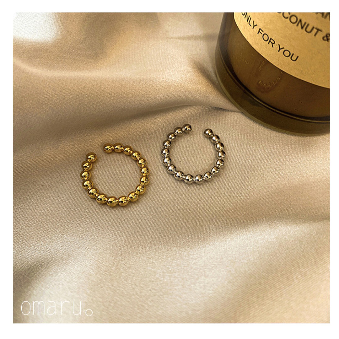 ★2点セット★ ビーズリング ウェーブ シンプル 重ね付け シルバー ゴールド レディースのアクセサリー(リング(指輪))の商品写真