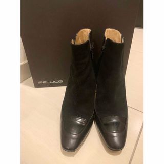 ペリーコ(PELLICO)のPELLICO ショートブーティ 黒 37 美品(ブーティ)