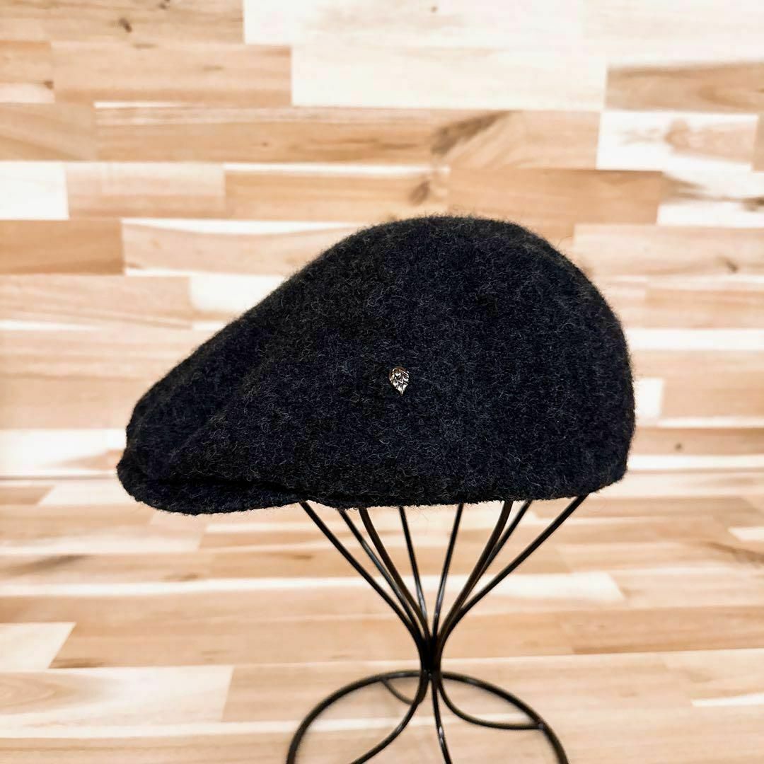 HELEN KAMINSKI(ヘレンカミンスキー)の希少【ヘレンカミンスキー】子羊 バージン ウール100% ハンチング ロゴ 黒 レディースの帽子(ハンチング/ベレー帽)の商品写真