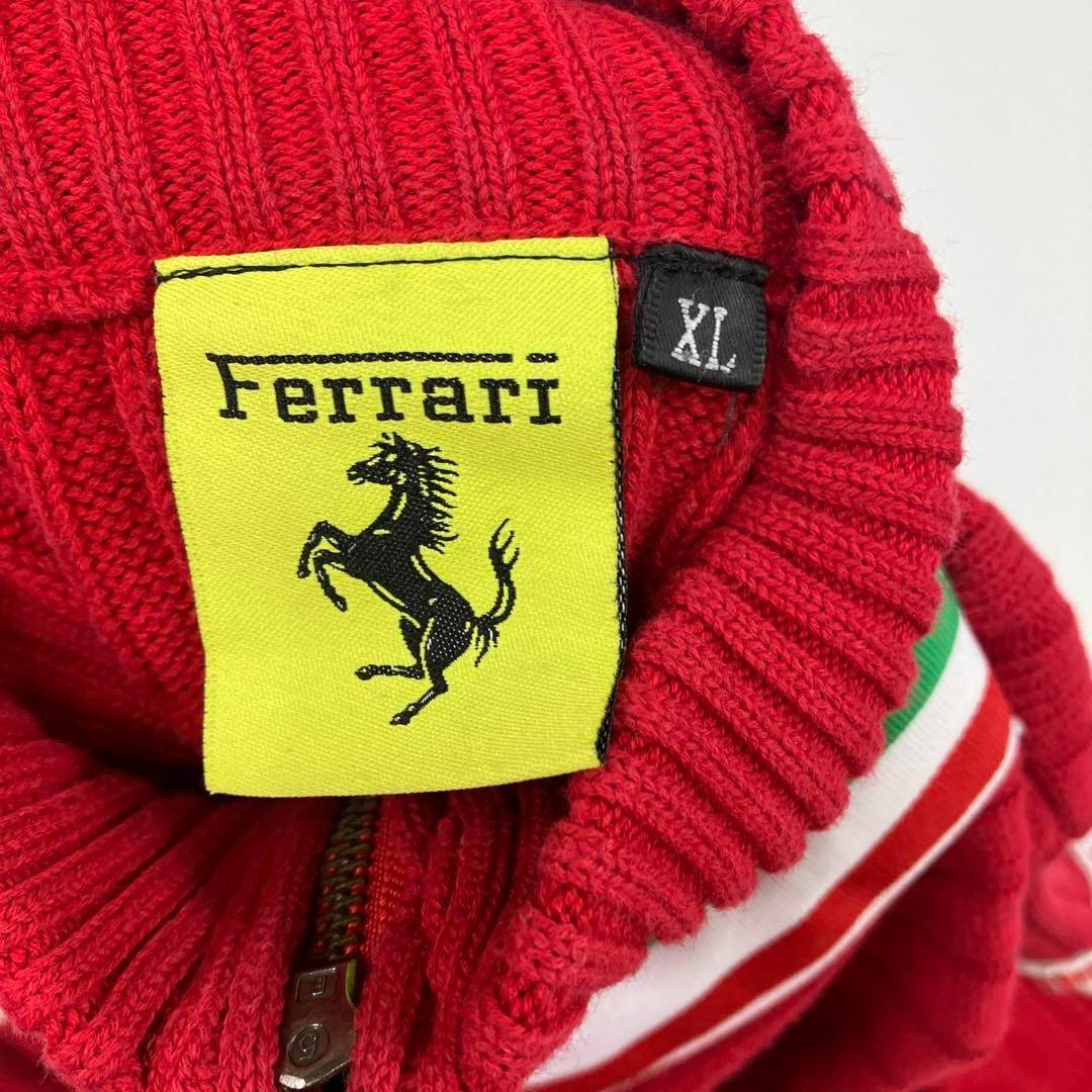 Ferrari(フェラーリ)のFerrari フェラーリ　ハーフジップ　コットンニット　古着　ワッペン　XL メンズのトップス(ニット/セーター)の商品写真