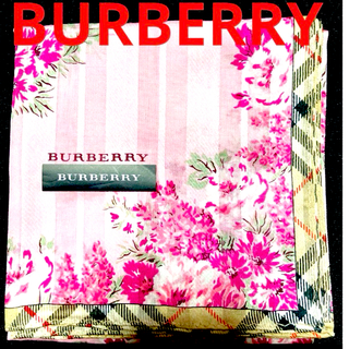 バーバリー(BURBERRY)のBURBERRY  バーバリーハンカチ　花柄ノバチェック　未使用シール付き(ハンカチ)