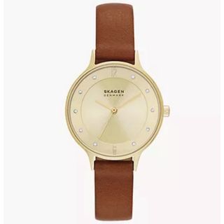 スカーゲン(SKAGEN)のANITA LILLE ミディアムブラウン レザーウォッチ/SKAGEN(腕時計)