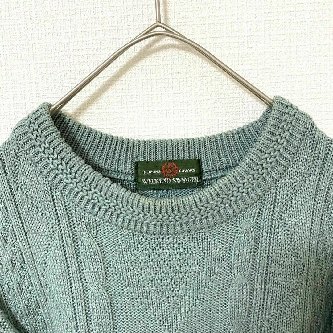 natuRAL vintage(ナチュラルヴィンテージ)のデザインニット セーター ケーブル編み 太アーム ウール L ヴィンテージ メンズのトップス(ニット/セーター)の商品写真