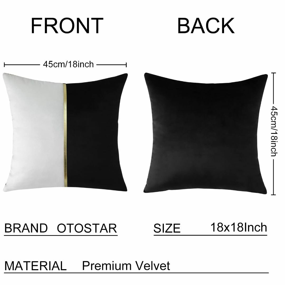 【色: ブラック】Otostar クッションカバー 45x45cm 2枚セット  インテリア/住まい/日用品のインテリア小物(クッション)の商品写真