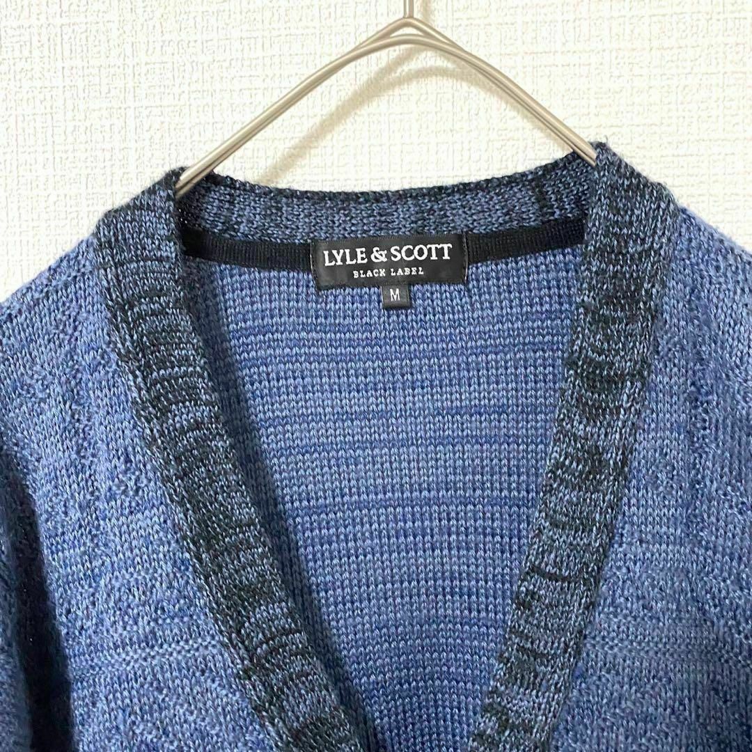 natuRAL vintage(ナチュラルヴィンテージ)のカーディガン 刺繍ロゴ グラデーション M ウール ネイビー ヴィンテージ 古着 メンズのトップス(カーディガン)の商品写真