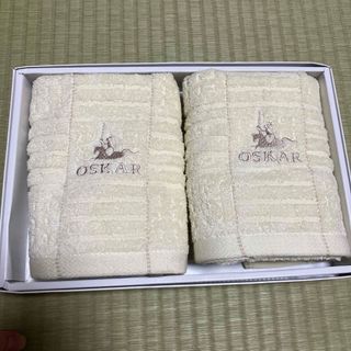 未使用 OSKAR イエロー ハンドタオル フェイスタオル 2枚セット レトロ(タオル/バス用品)