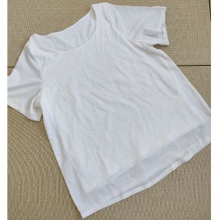 マタニティ　授乳服　産前産後　Tシャツ　トップス　シフォン素材　ホワイト　L(マタニティトップス)