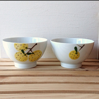 ハサミ(HASAMI)の柚模様の茶碗 ２個セット 波佐見焼き 新作 可愛い 人気 おしゃれ(食器)