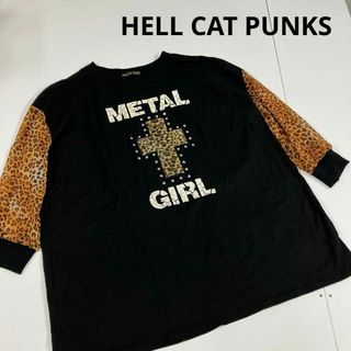 ヘルキャットパンクス(HELLCATPUNKS)のHELL CAT PUNKS Tシャツ　ロンT カットソー　ワンピース　古着女子(シャツ/ブラウス(長袖/七分))