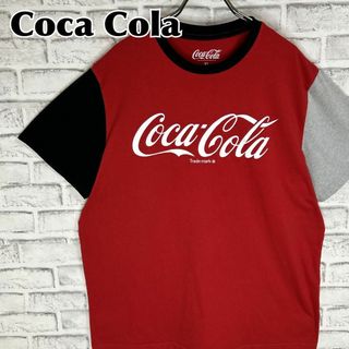 コカコーラ(コカ・コーラ)のCoca Cola コカコーラ リンガー 切替 ロゴ Tシャツ 半袖 輸入品(Tシャツ/カットソー(半袖/袖なし))