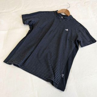 アディダス(adidas)の【アディダス】半袖　ゴルフシャツ　ポロシャツ　OT　XL　黒　ボーダー柄(ウエア)