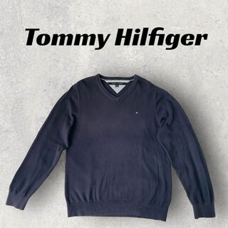 トミーヒルフィガー(TOMMY HILFIGER)の【良品】Tommy Hilfiger　XL　ネイビー　メンズ　ニット　セーター(ニット/セーター)