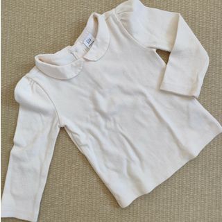 ベビーギャップ(babyGAP)の美品　baby GAP　ラウンドカラーTシャツ　襟付き　リブ　ロンT　白　90(Tシャツ/カットソー)