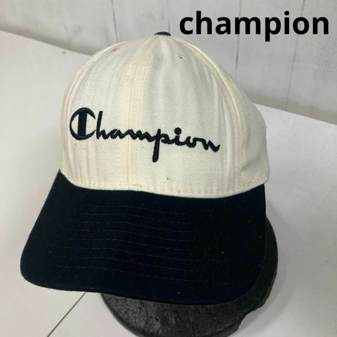 Champion(チャンピオン)の90s Champion スナップバック キャップ　古着　USA ツートン メンズの帽子(キャップ)の商品写真