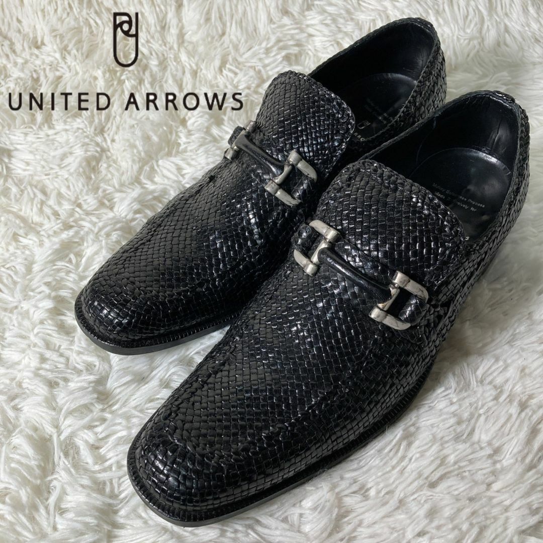 UNITED ARROWS(ユナイテッドアローズ)の美品 ユナイテッドアローズ メッシュ ビットローファー レザー 7 約25cm メンズの靴/シューズ(ドレス/ビジネス)の商品写真