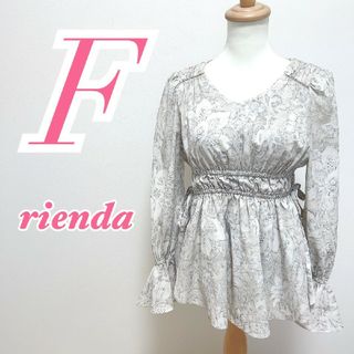 リエンダ(rienda)のリエンダ Ｆ 長袖ブラウス きれいめコーデ オフィスカジュアル 花柄 ホワイト(シャツ/ブラウス(長袖/七分))