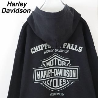 ハーレーダビッドソン(Harley Davidson)の【バックロゴ】ハーレーダビッドソン／パーカー　ビッグロゴ　Mサイズ　黒　ギルダン(パーカー)