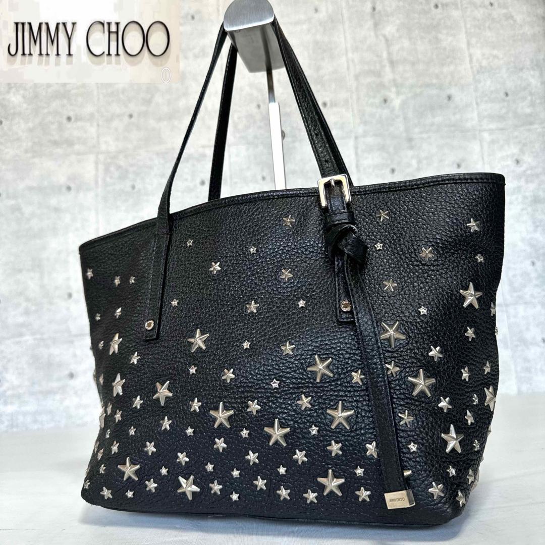 JIMMY CHOO(ジミーチュウ)の専用品JIMMY CHOO SASHA/S BLACK スタッズ トートバッグ レディースのバッグ(トートバッグ)の商品写真