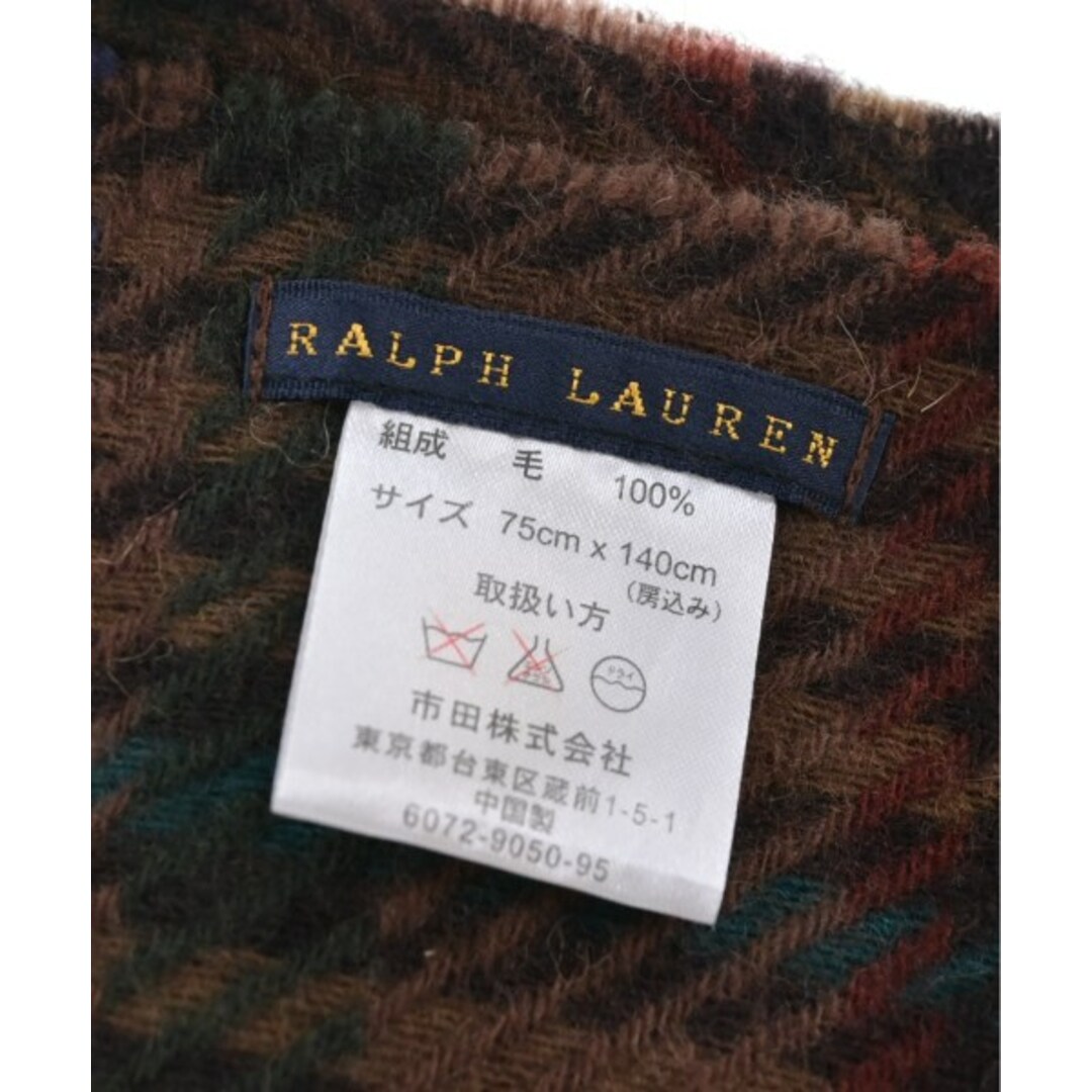 POLO RALPH LAUREN(ポロラルフローレン)のPolo Ralph Lauren マフラー - 茶x緑x青等(千鳥格子) 【古着】【中古】 メンズのファッション小物(マフラー)の商品写真