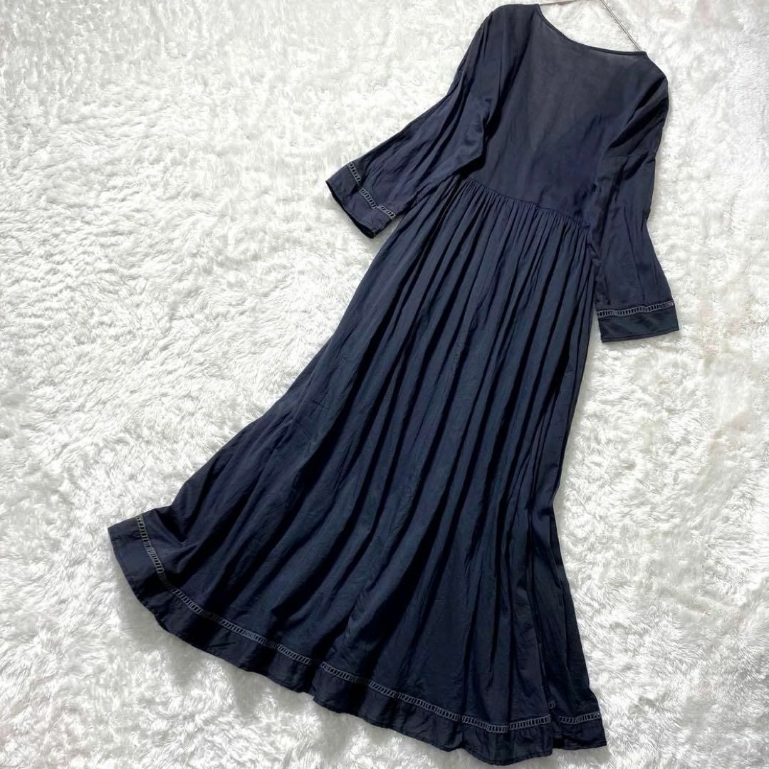 TSUHARU by Samansa Mos2(ツハルバイサマンサモスモス)の【美品】ツハルTSUHARUコットンボイル カシュクール ギャザー ワンピース レディースのワンピース(ロングワンピース/マキシワンピース)の商品写真