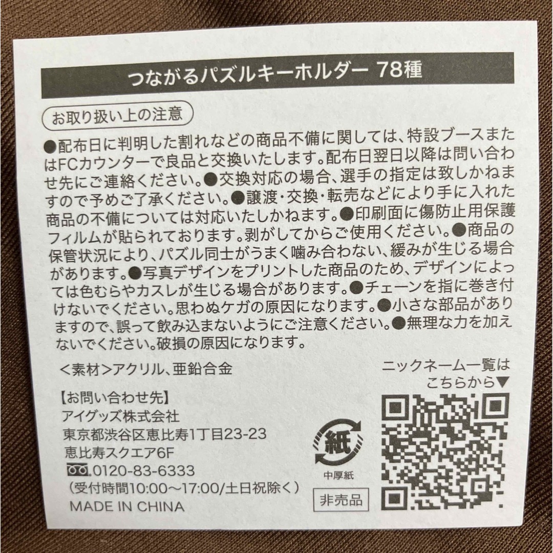 中日ドラゴンズ(チュウニチドラゴンズ)の【新品未使用】中日ドラゴンズ FCニックネームつながるパズルキーホルダー スポーツ/アウトドアの野球(記念品/関連グッズ)の商品写真